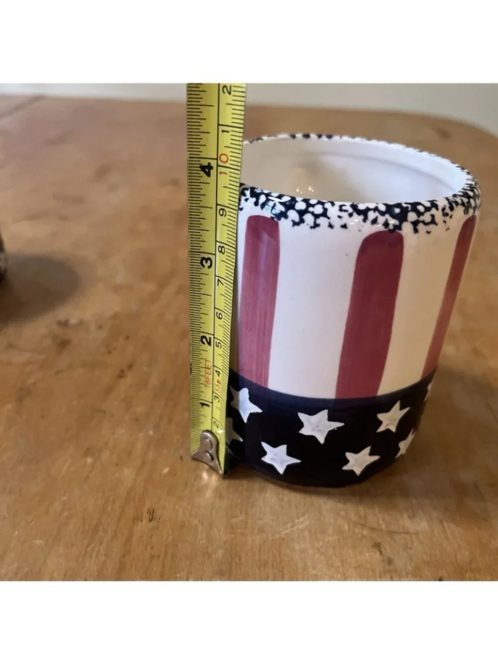 Set Of 2 American Flag Hand Painted Mugs VTG Terry's village China 10oz 3
